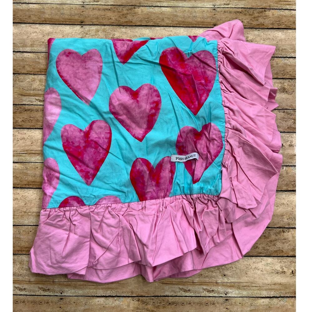Posh Peanut Ruffled Queen of Hearts Bamboo Euro Pillow Sham
